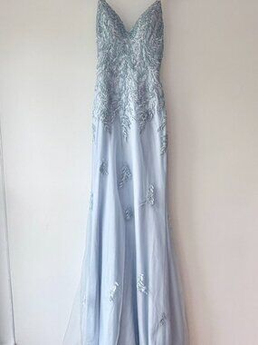 Faviana Steel Blue Prom/Formal Gown - Size 0 (Fits like 2)